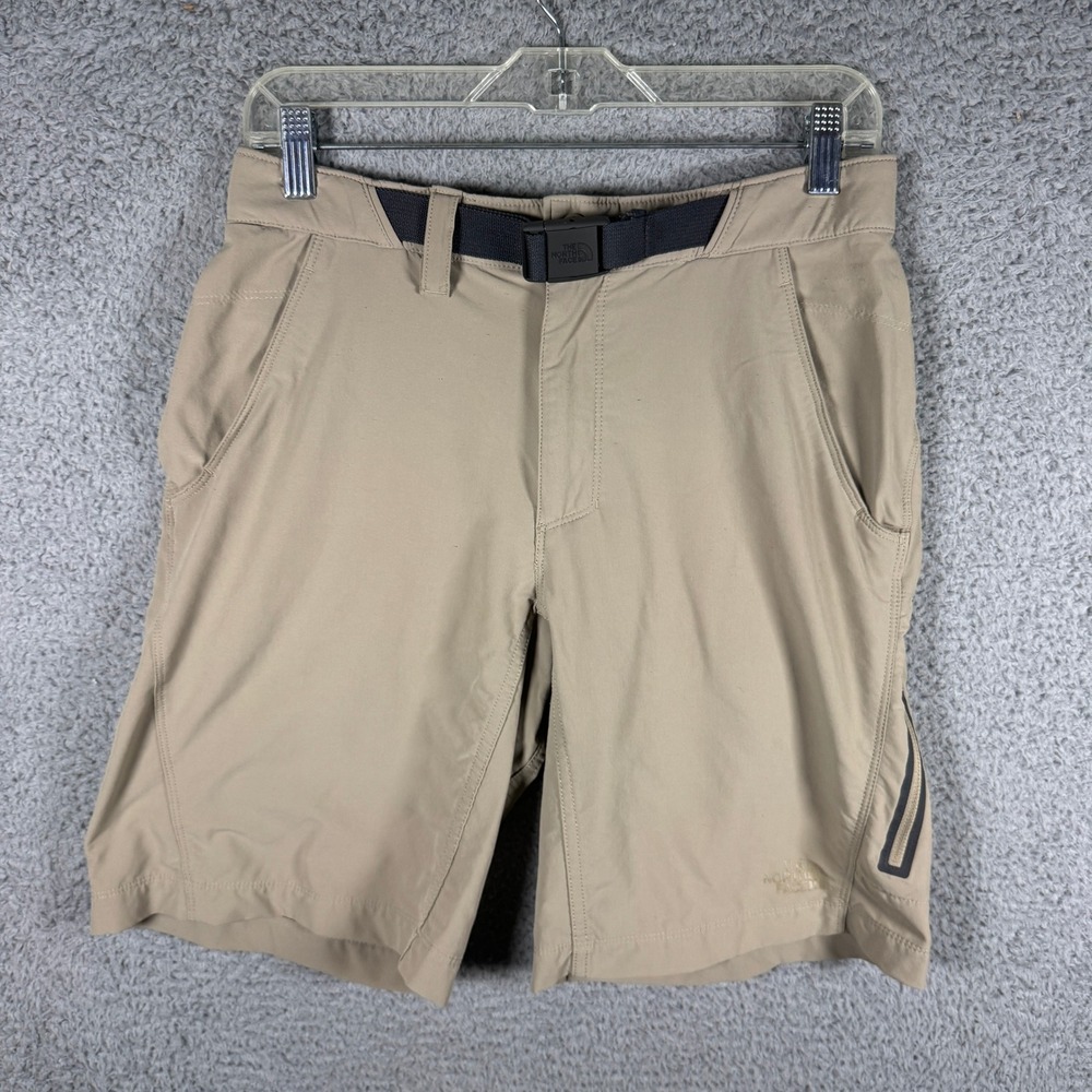 The North Face Mens Tan Hiking Shorts Size 30 Integrated Belt Stretch Nylon Hike